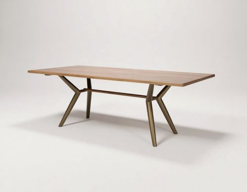 Стол RI010 Brass metal base & Light Grey Ash